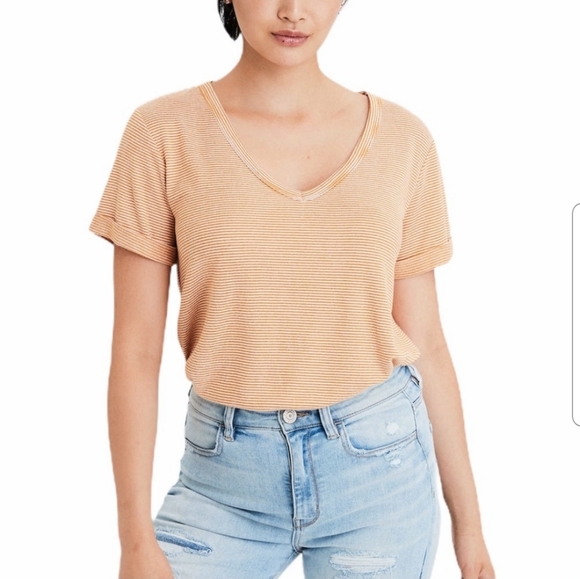 American Eagle Soft & Sexy Plush Striped Tee - Picture 1 of 7